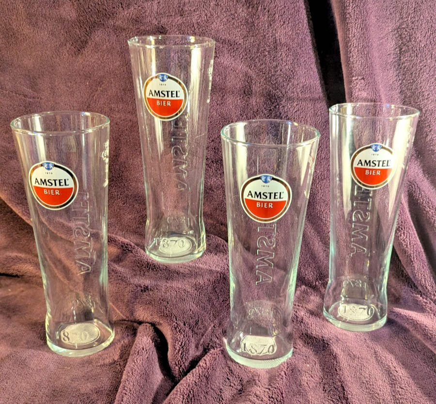 4 x New Genuine Amstel Beer (20oz) 1 Pt Glasses ~ Multiples Discount *CLEARANCE*