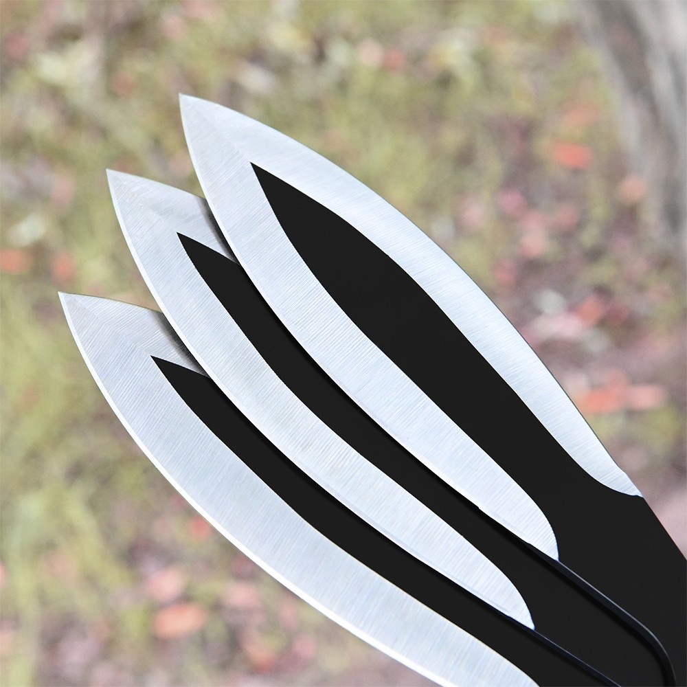 3 PC 9″ Professional Kunai Sharp Stainless Steel Throwing Knife Set With Sheath