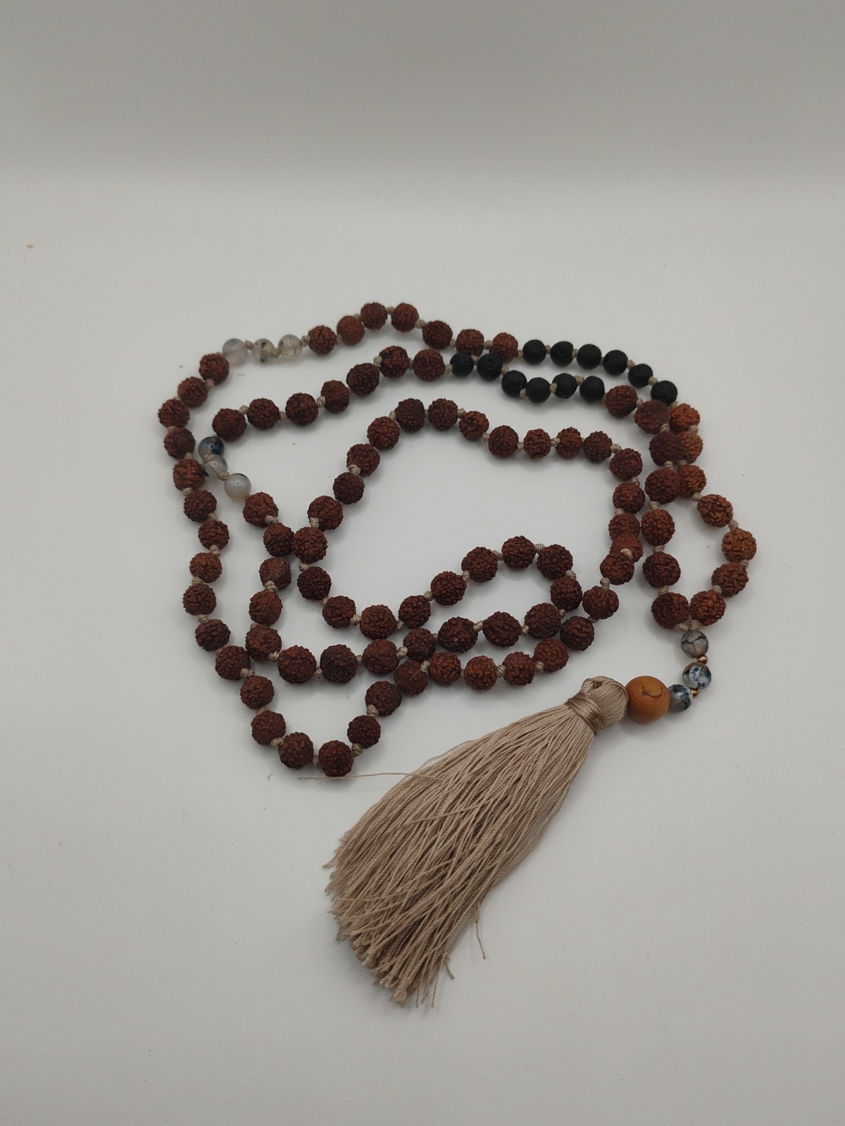 RUDRAKSHA SEED MALA PRAYER BEADS 108 Beads +1 Rosary Necklace India