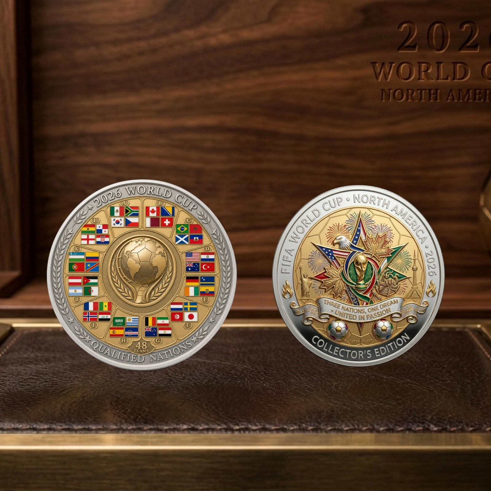 2026 FIFA World Cup Qualified Nations Coin, 48 Teams Flag Challenge Coin