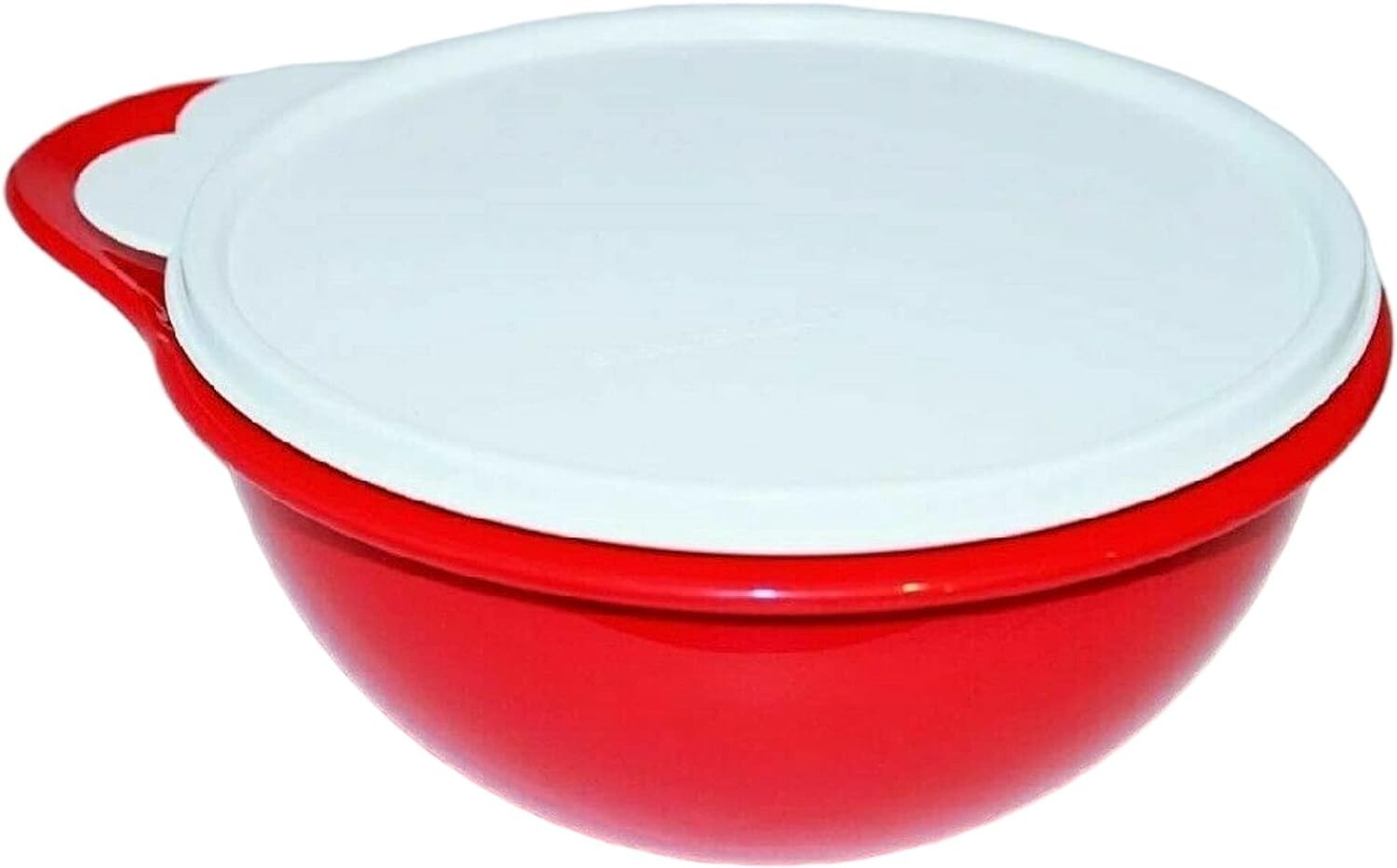 New Tupperware Thatsa Bowl 12 Cup Junior Mixing Serving Bowl Chili Red White ❤️