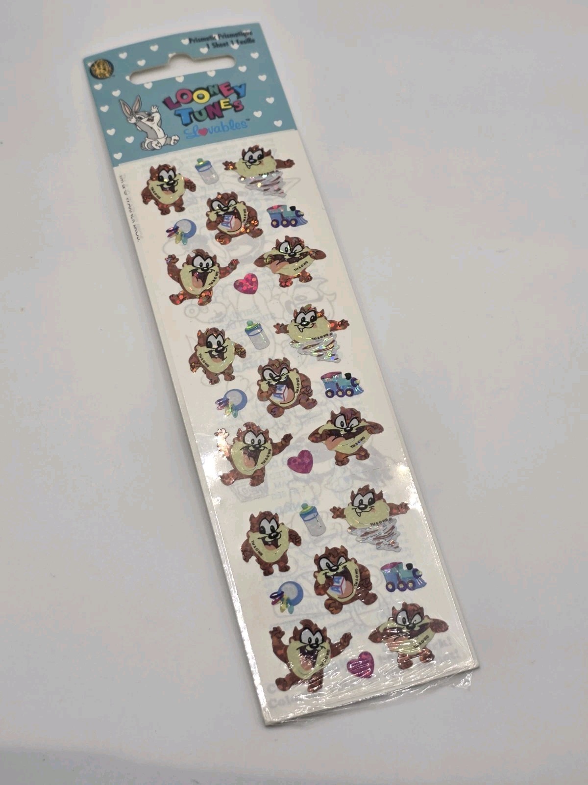 Vintage 1996 Looney Tunes Lovables Taz Prismatic Sticker Sheet Sealed Rare