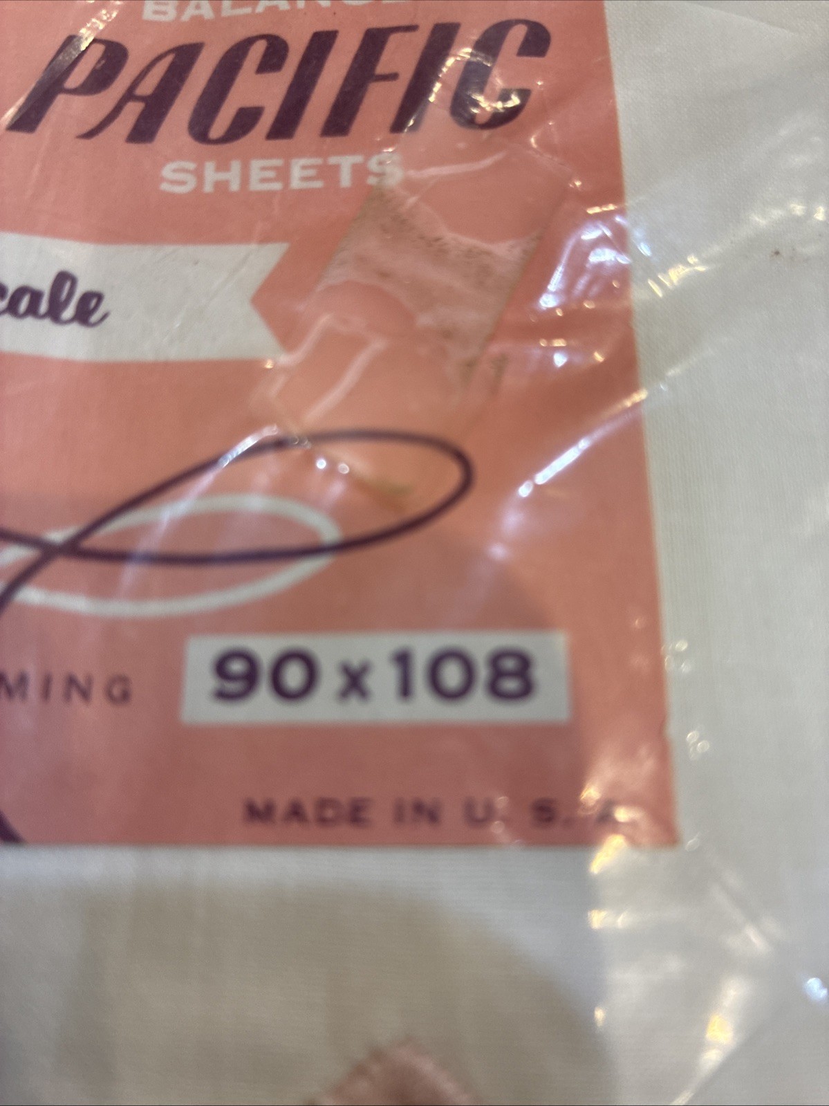 Vtg Balanced Pacific Flat Sheet 100% Cotton Percale Full/Queen New Old Stock USA