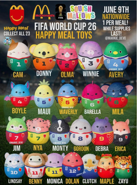 McDonald 23 limited-edition FIFA World Cup 2026 Squishmallows