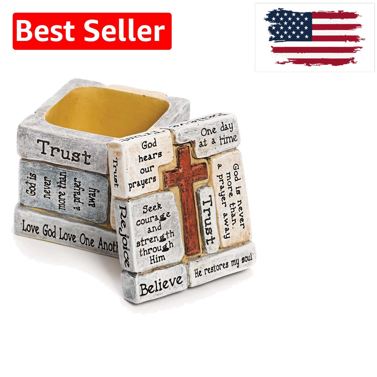 Modern Keepsake Box in Resin & Stone Mix – 2.25″ H, Elegant Home Decor