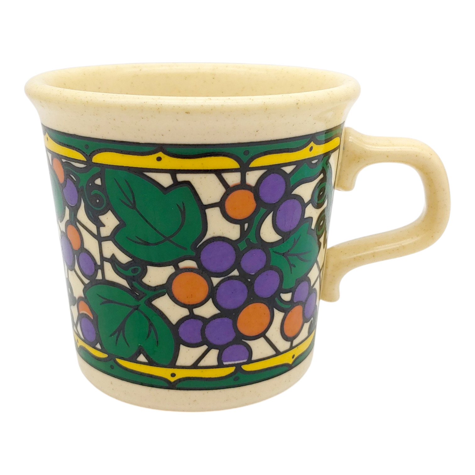 Taylor International Coffee Mug – 8oz vtg 1970s Purple Green Grape Leaves Vines