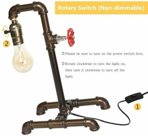 2 Pack Industrial Table Lamp Retro Steampunk Water Pipe Lamp for Coffee Bedroom