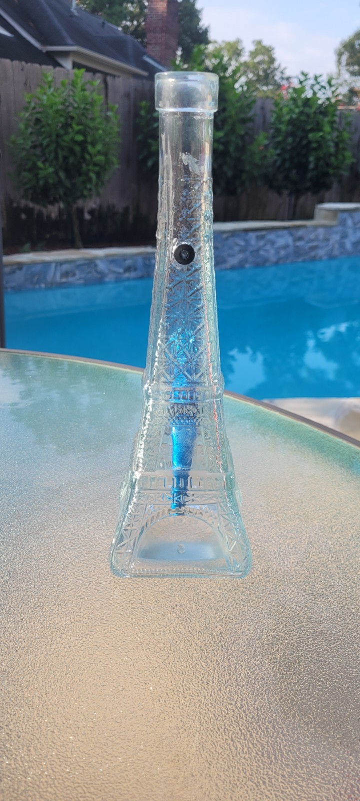 Eiffel Tower shaped bottle. Repurposed Glass. Turned Into a Bong.