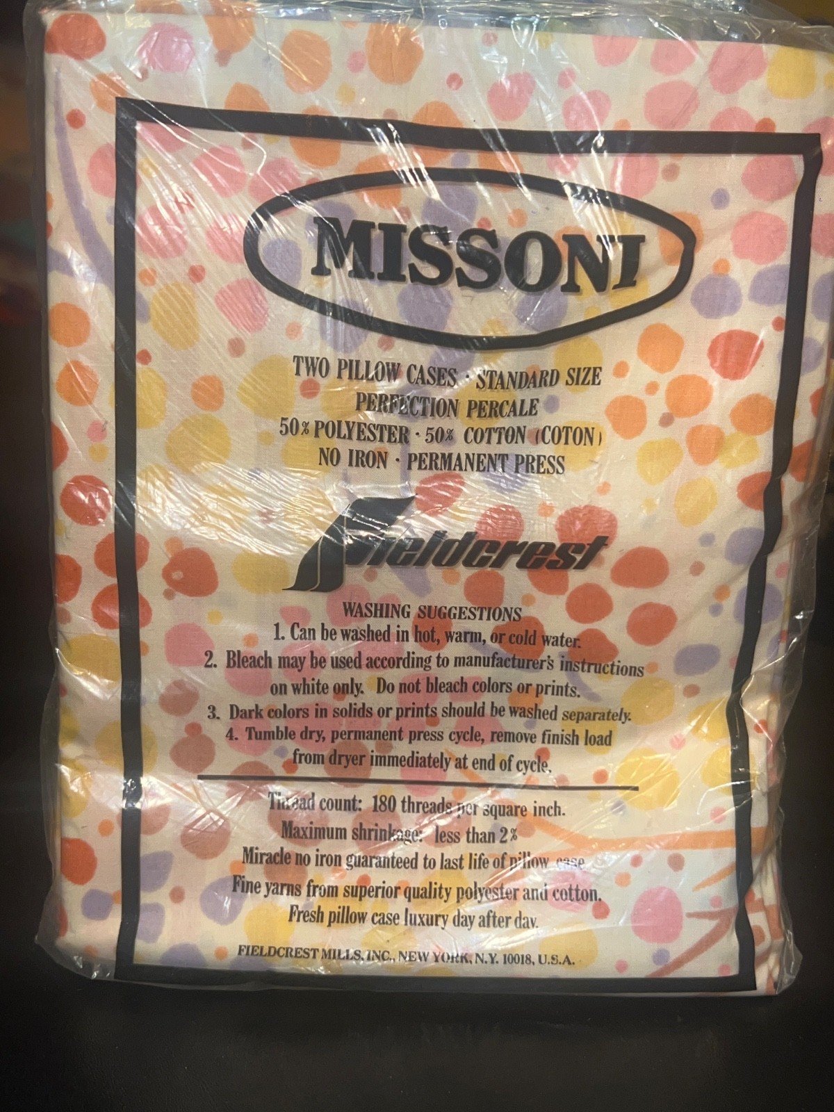 NOS Vintage Pair Of Missoni For Fieldcrest Standard Pillowcases Polka Dots