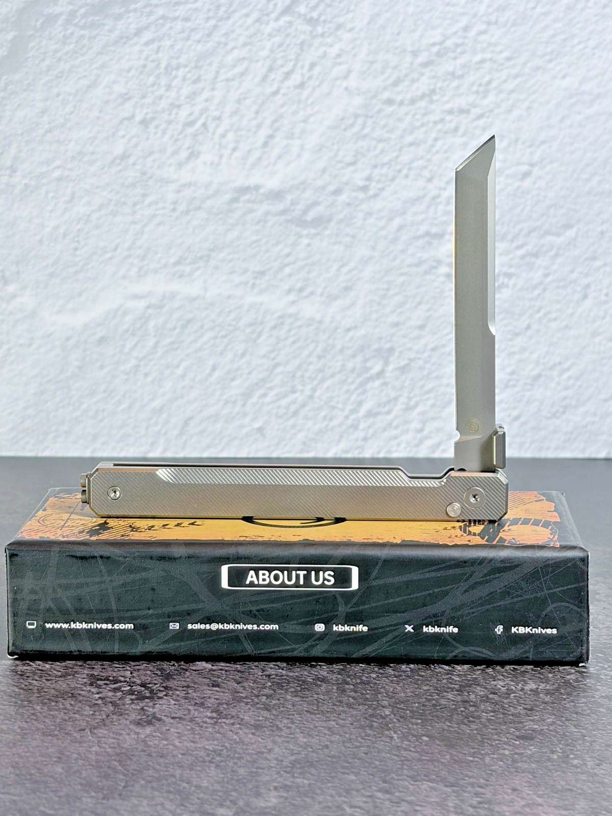 Kubey Prism Button Lock CEO Style Folding Knife Silver Grey 6AL4V Titanium