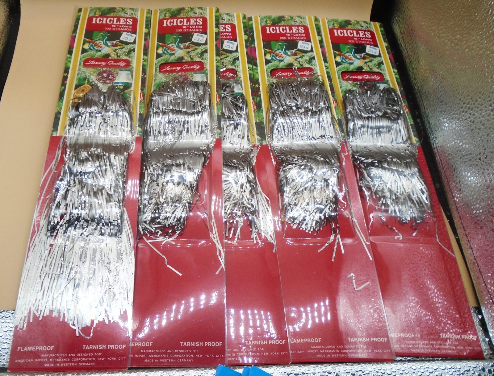 Christmas Icicles 200 strands Lead Foil Metal Tinsel/ Icicles from West Germany