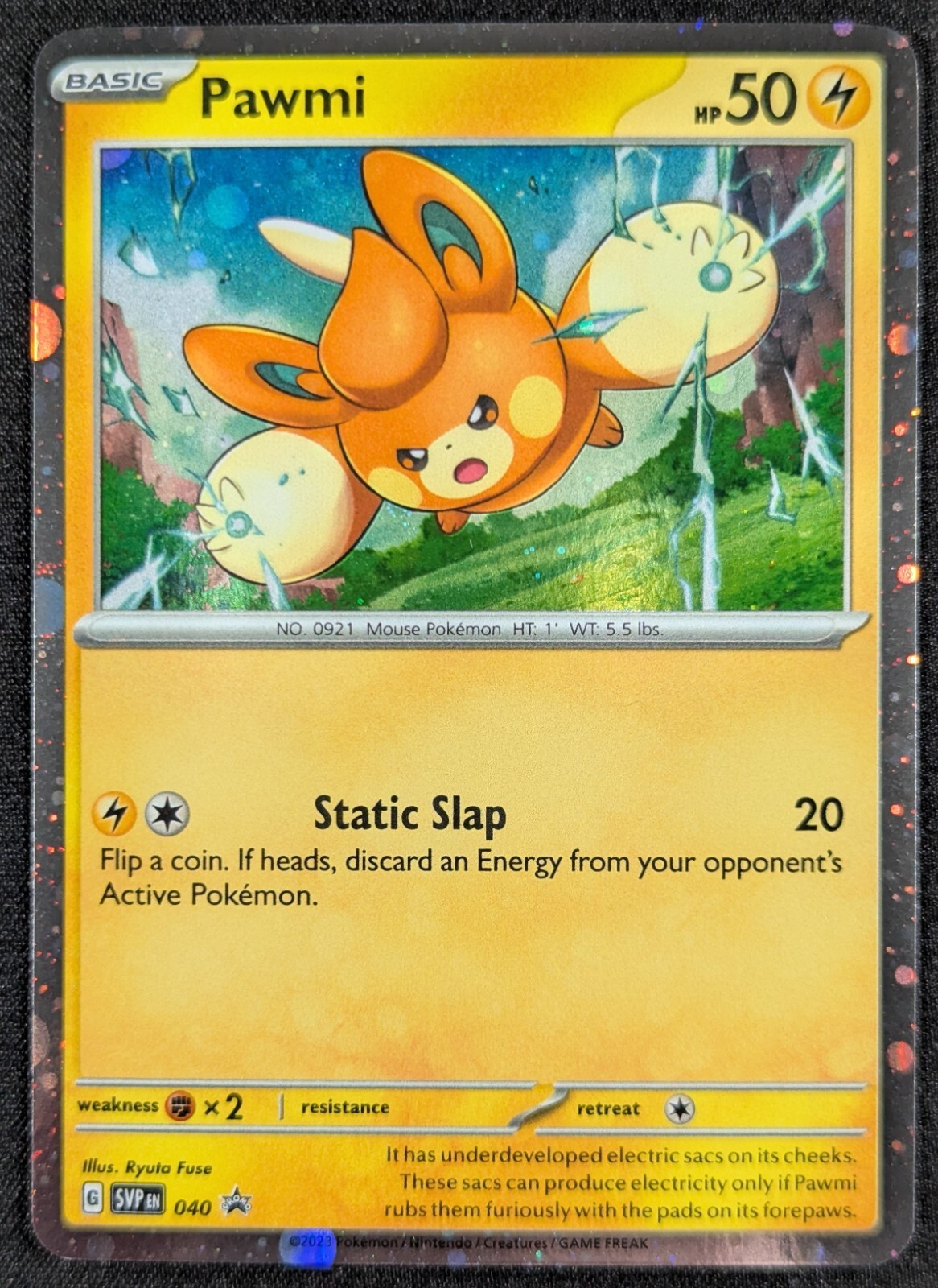 Pawmi 2024 Black Star Promo Cosmos Holo Rare Pokemon Card SVP 040 (NM)