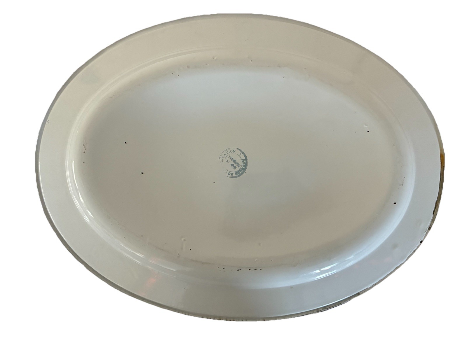 Enamelware Fruit Flowers Oval Serving Tray Approx. 18×14” Platter Colorful Vtg