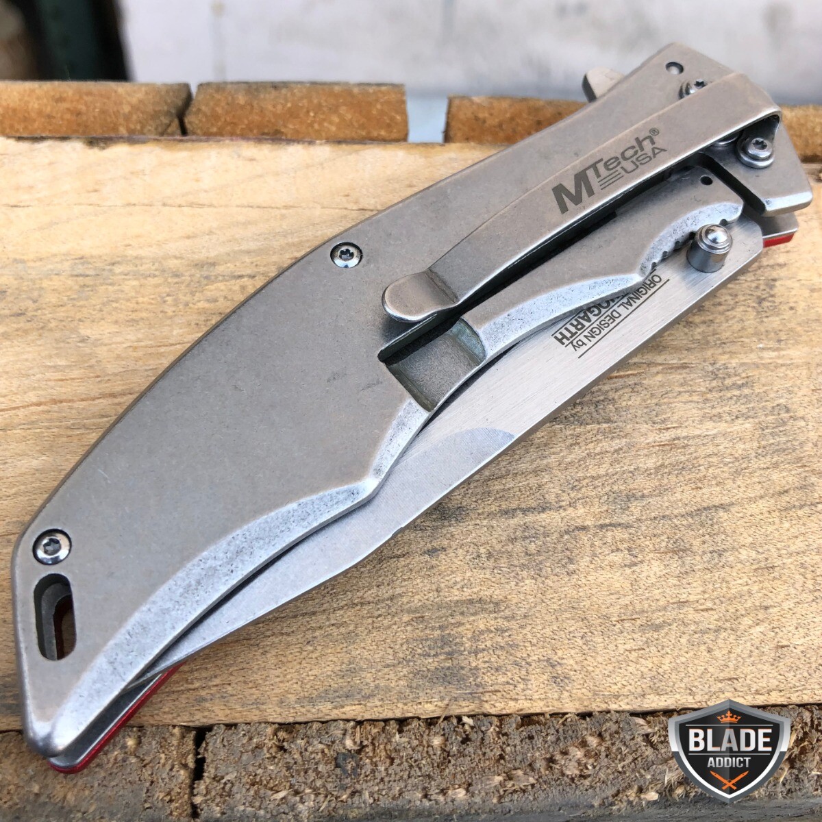 MTech USA American FLAG Spring Assisted Folding Open POCKET KNIFE ARMY PATRIOTIC