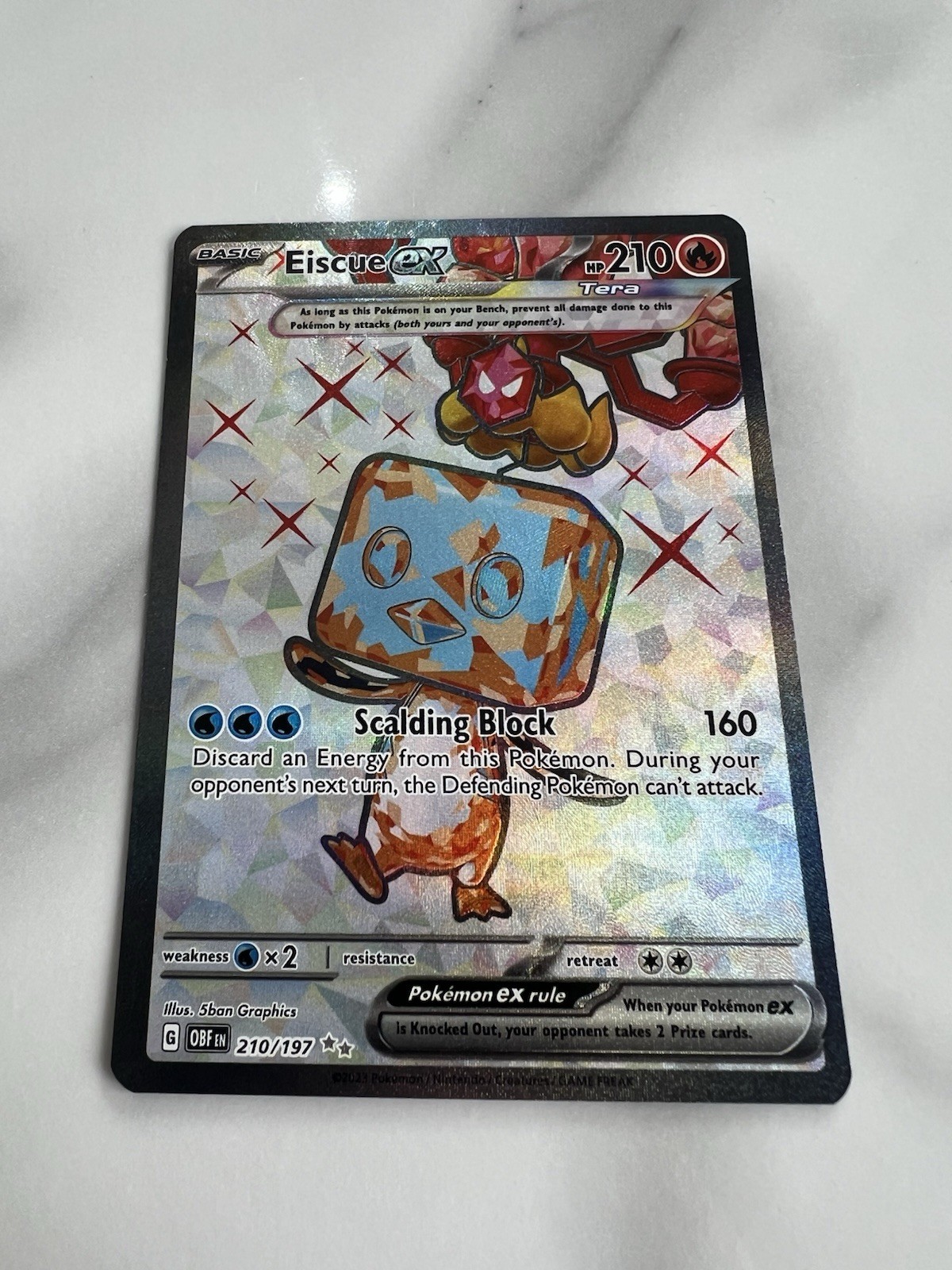 Pokémon TCG Eiscue EX Sv03: Obsidian Flames Holo Ultra Rare Card 210/197