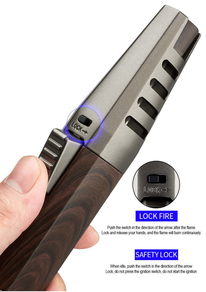 Windproof Straight Torch Blue Flame Lighter Brightfire Butane Torch Light