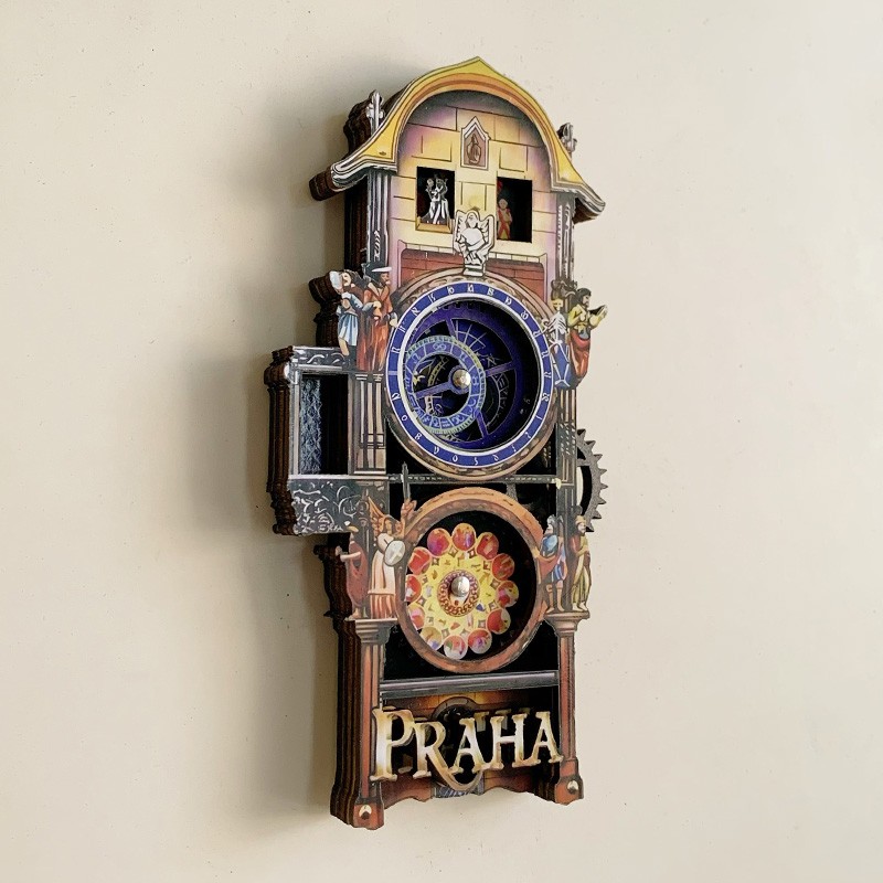 Moving Gear Design Astronomical Clock Prague Square Czech Souvenir Fridge Magnet