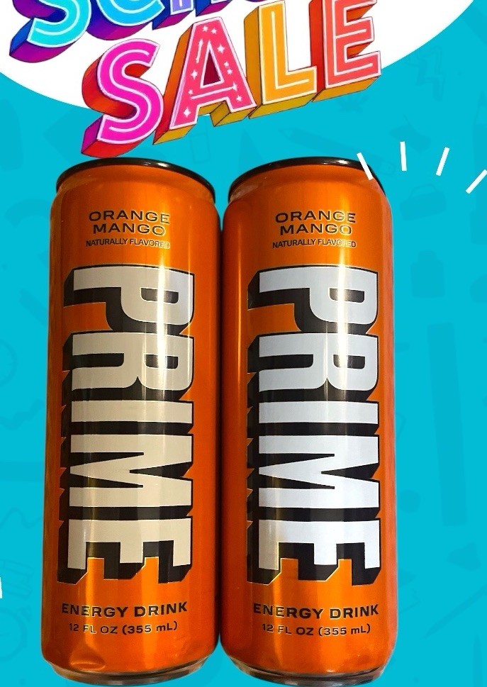 2x NEW Prime Orange Mango Energy Drink Naturally Flavored 200mg Logan Paul Vegan