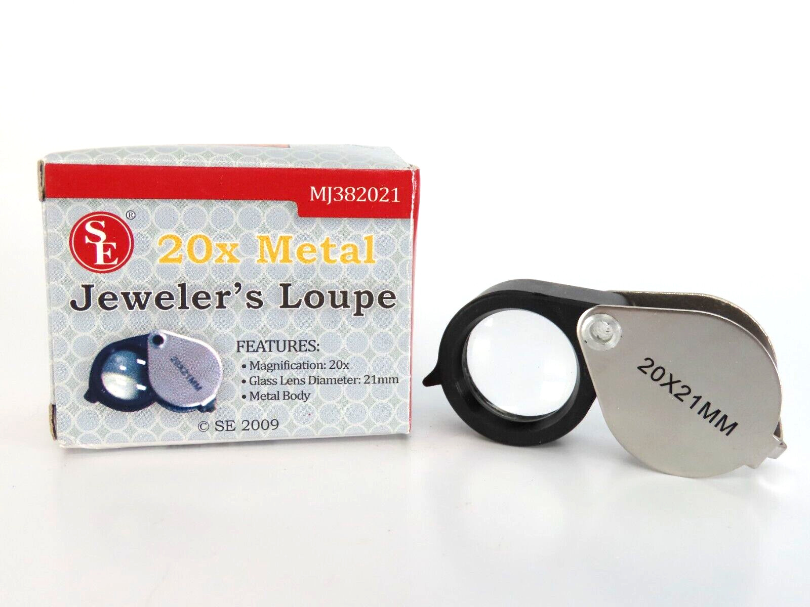 SE 20X Metal Jeweler’s Loupe 20x21mm Glass Lens New in Box