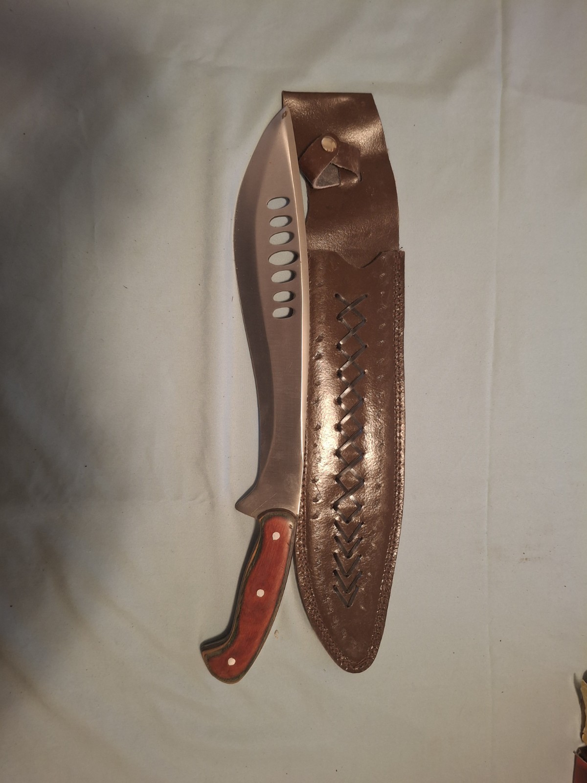 Survival Knife Stainless Steel Clip Point Wood Handle Sheath Included Over 5in