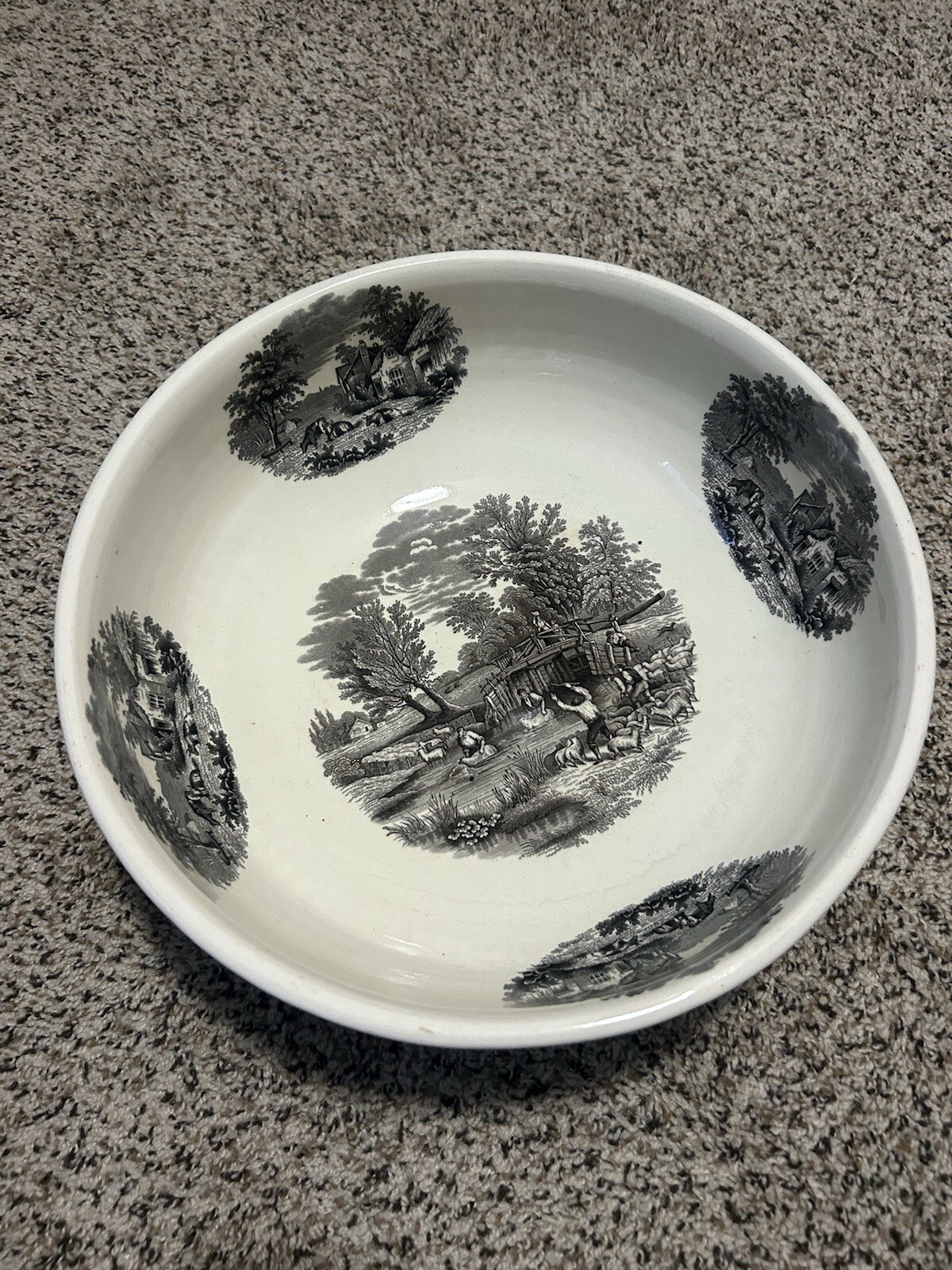 Rare Copeland Spode, Duncan Rural Scenes Painted Bowl. XL. 1847 w/ Signature