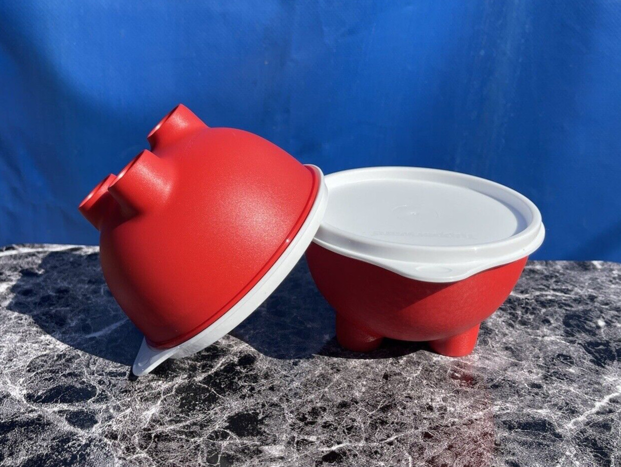 New Tupperware MOLCAJETE SAUCE SERVER RED With White Seal – 450ml – (3 Legs)
