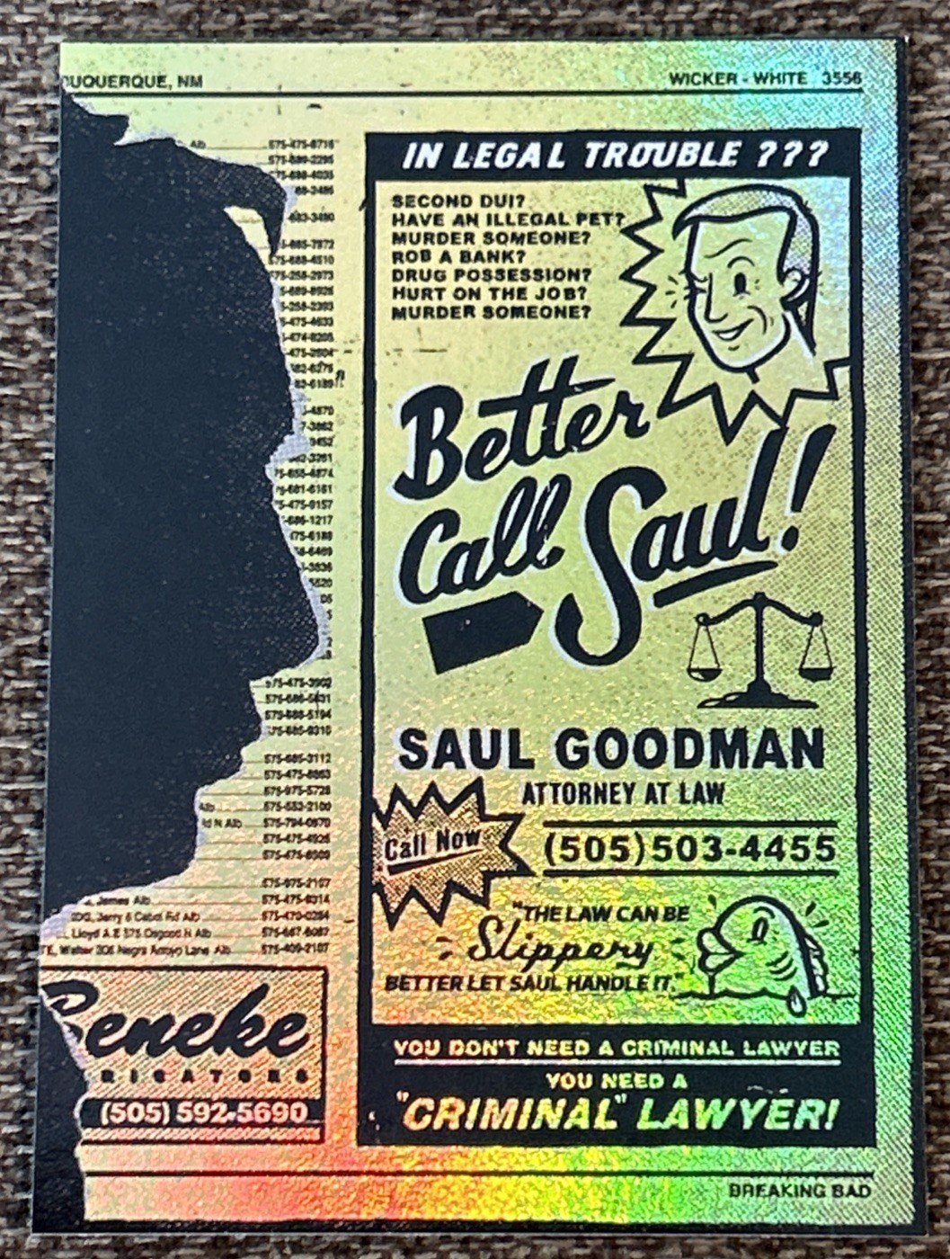2014 Cryptozoic Breaking Bad/Better Call Saul-Fan Art Foil Card #BBFA-01 NRMT/MT