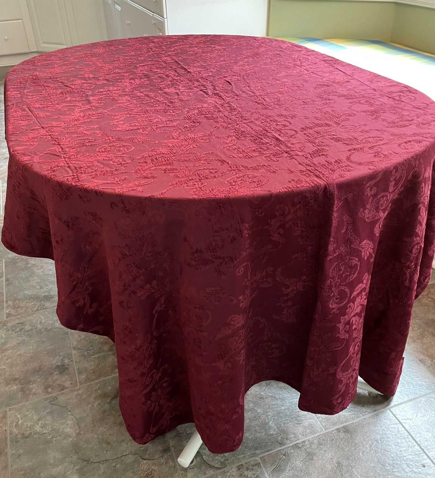 Rayon-Polyester-Cotton Blend MaroonTablecloth 105″X57″