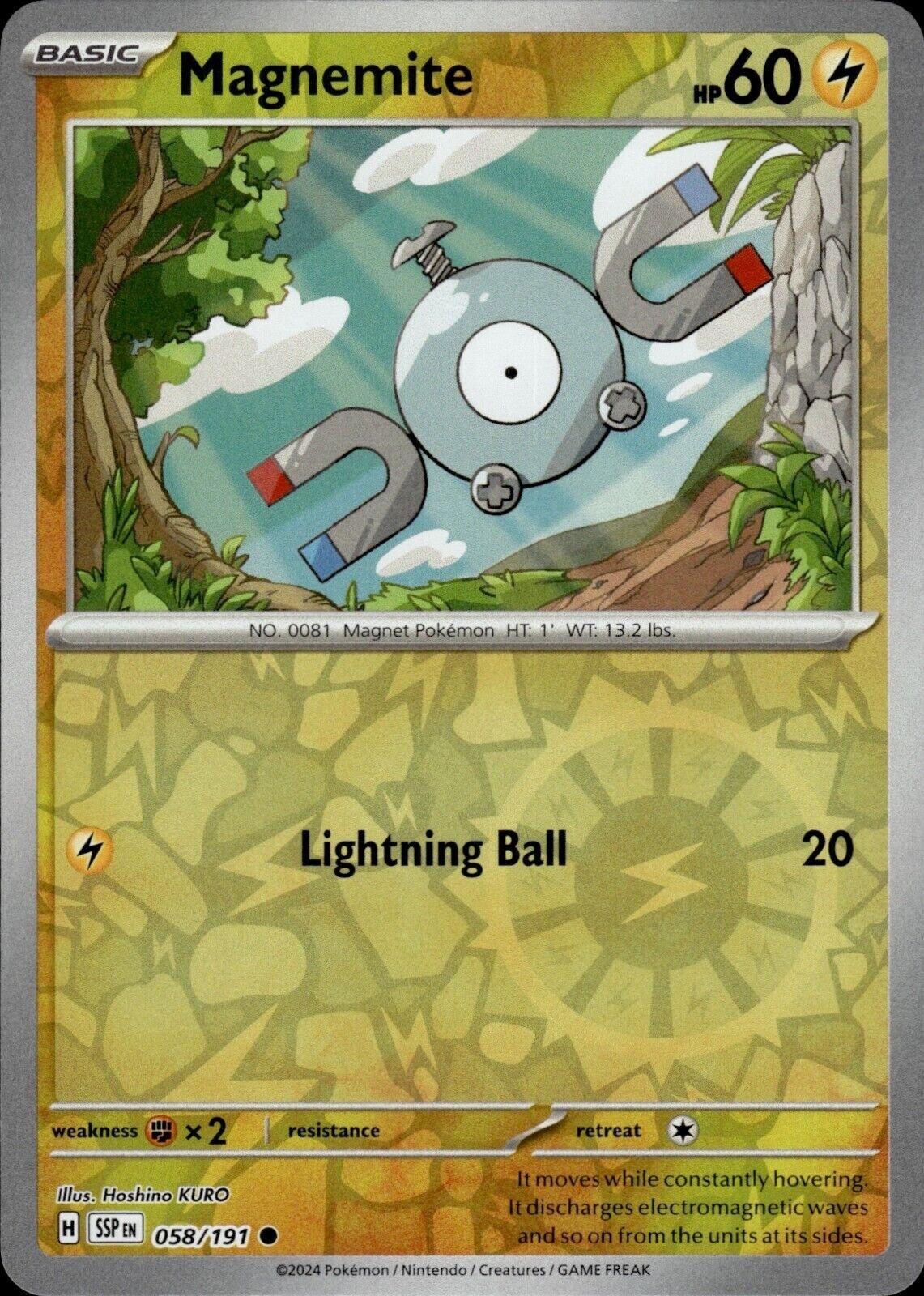 Pokemon – Magnemite 058/191 – Reverse Holo – Surging Sparks – NM/M