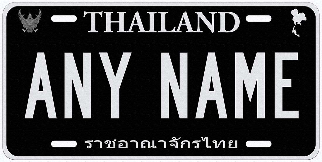 Thailand Black Silver Personalized Novelty Car Auto License Plate Any Name