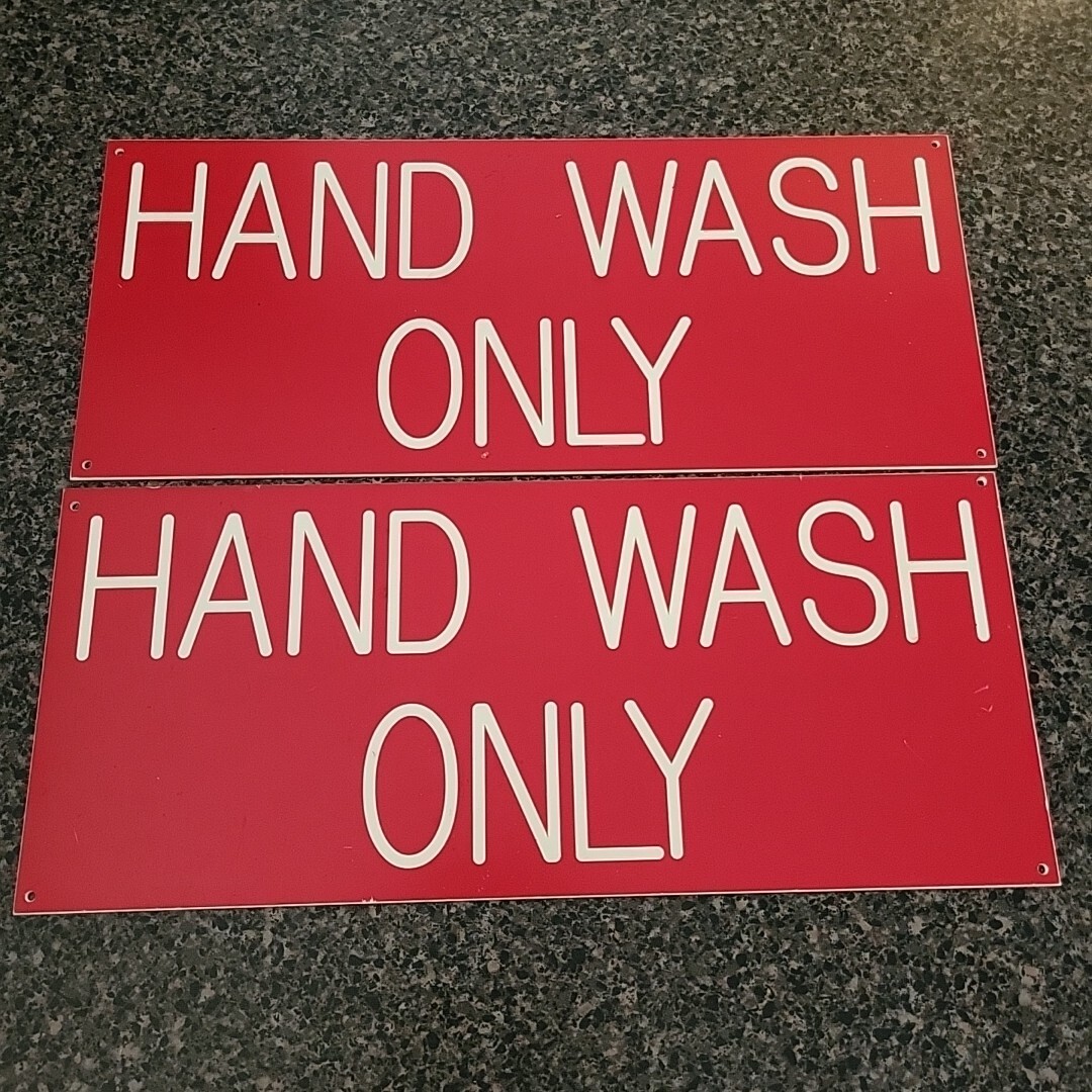 VINTAGE “Hand Wash Only” Plastic Placard Sign