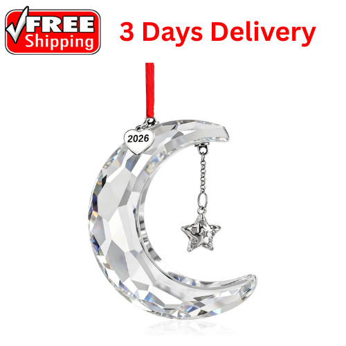 New in Original Box 100% H&D HYALINE & DORA Crystal Holiday Magic Moon Ornament
