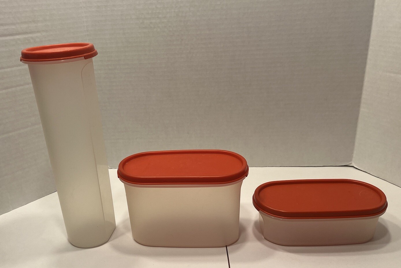 Tupperware Modular Mates Oval #1 & #2 And Round #5 W/Red Lids