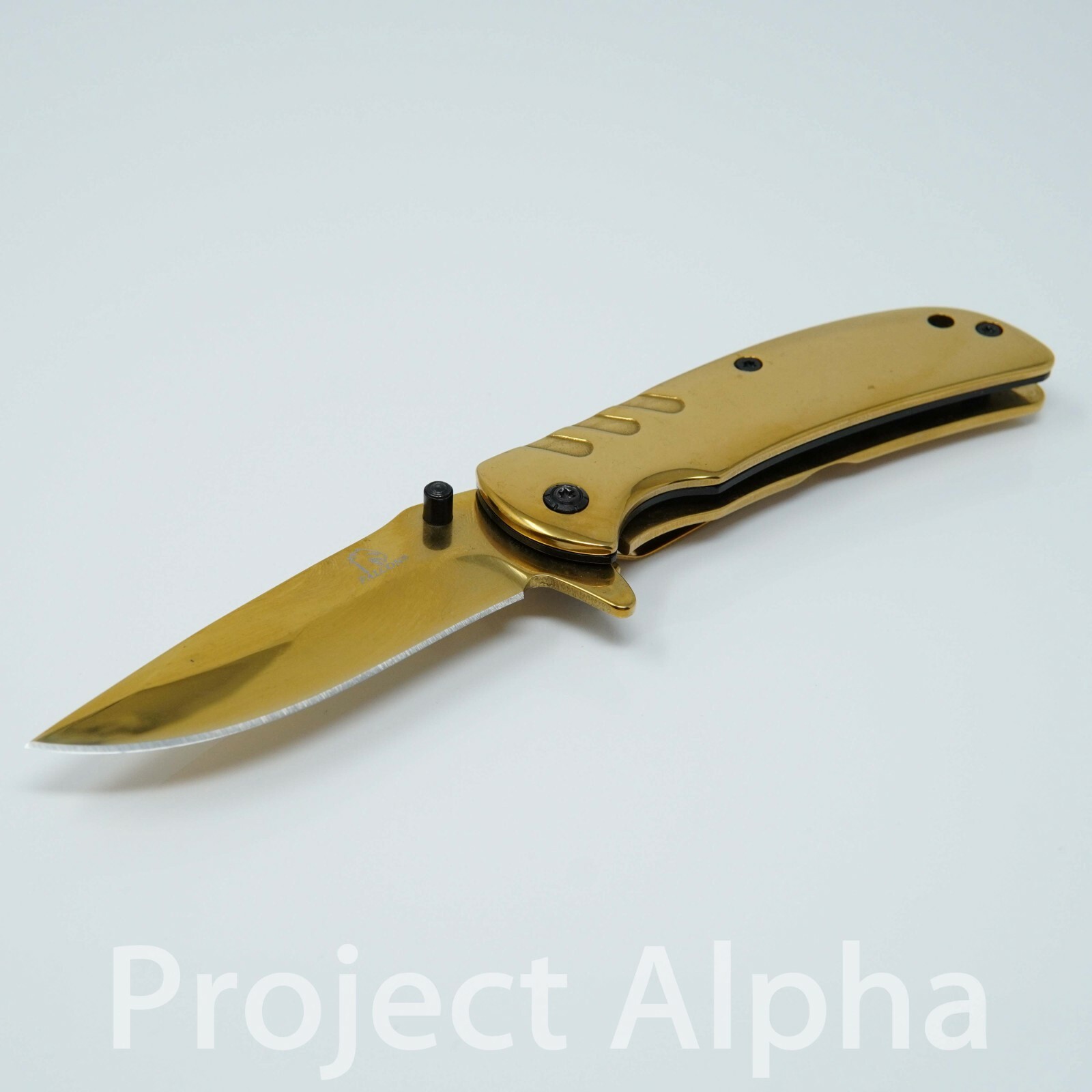 6.25″ Full Stainless Steel Gold Spring Assisted Tactical Folding Pocket Knife
