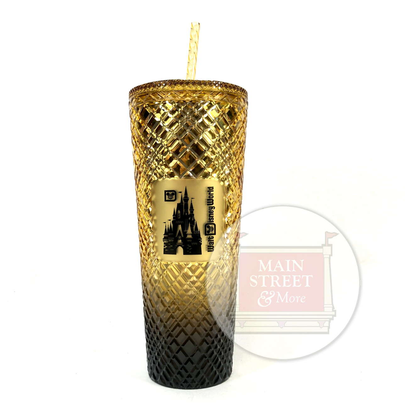 Starbucks Walt Disney World Ombré Gold & Black Studded Cold Cup Tumbler – NEW