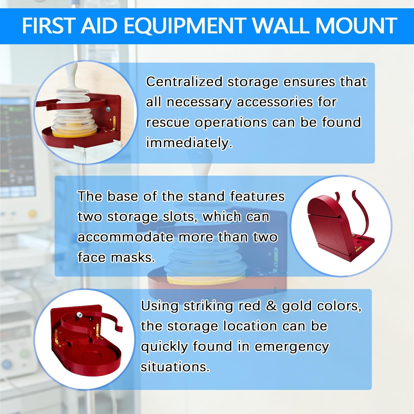 Wall Mount First Aid Equipment | Choking Rescue Device Holder | High-Visibility