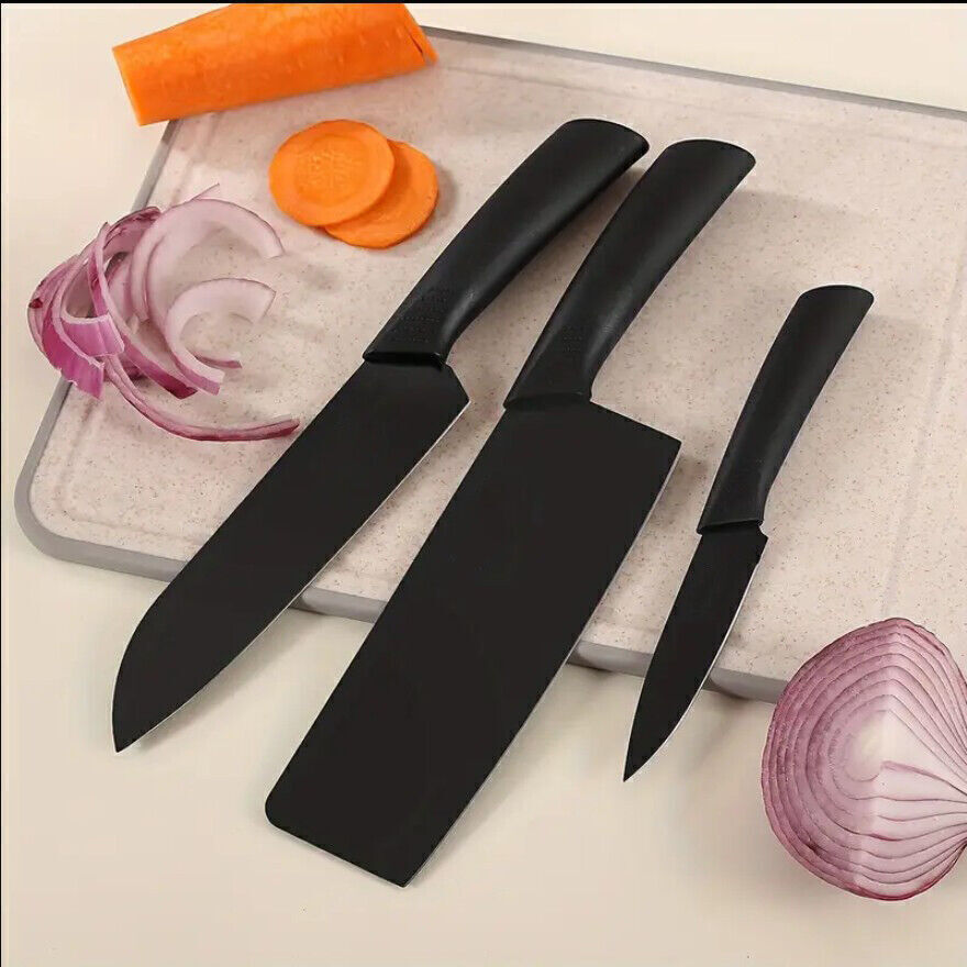 3 Piece Stainless Steel Chef Knife Set Ultra Sharp Blades Comfort Grip Kitchen