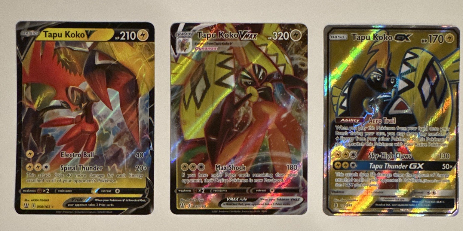 Pokémon TCG Tapu Koko v Sword & Shield Battle Styles Holo Ultra Rare 3 CARDS