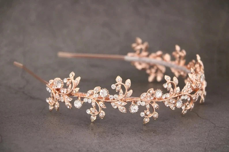 Brilliant Cut Diamond 18K Yellow Gold Over Bridal Headband/Tiara For Women’s 1PC