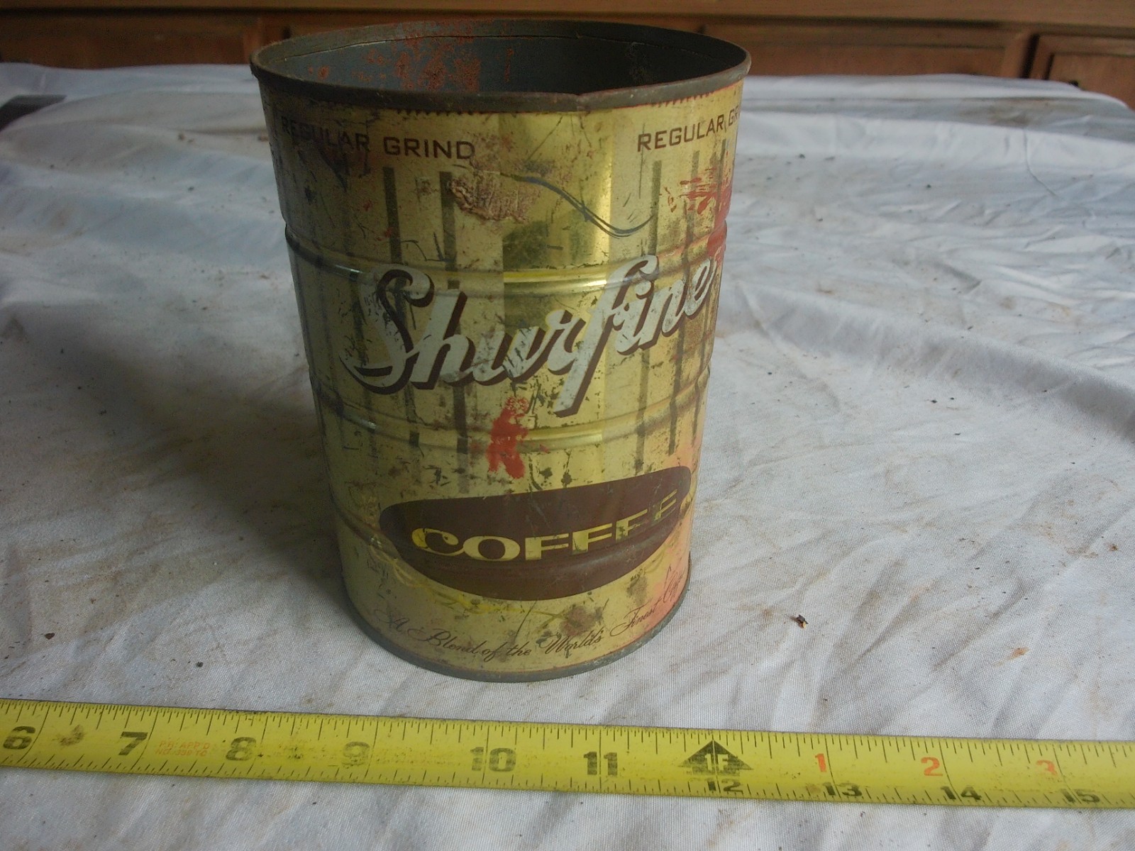 Vintage Metal Coffee Tin Can 1 lb Size Shurfine Only 1 on eBay! 26-31