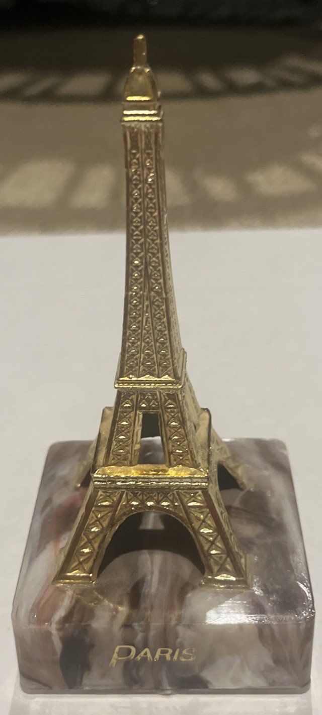 Paris France Eiffel Tower Souvenir On Faux Marble Base Plastic Travel Europe 5”