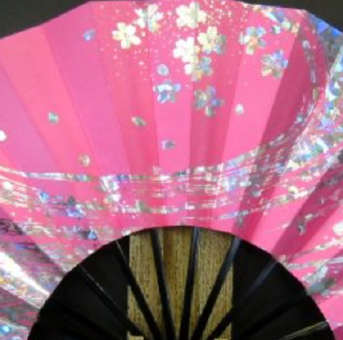 Japanese Folding Fan KYOTO Sensu Dance Mai-Ougi SAKURA Cherry blossoms Pink 1081