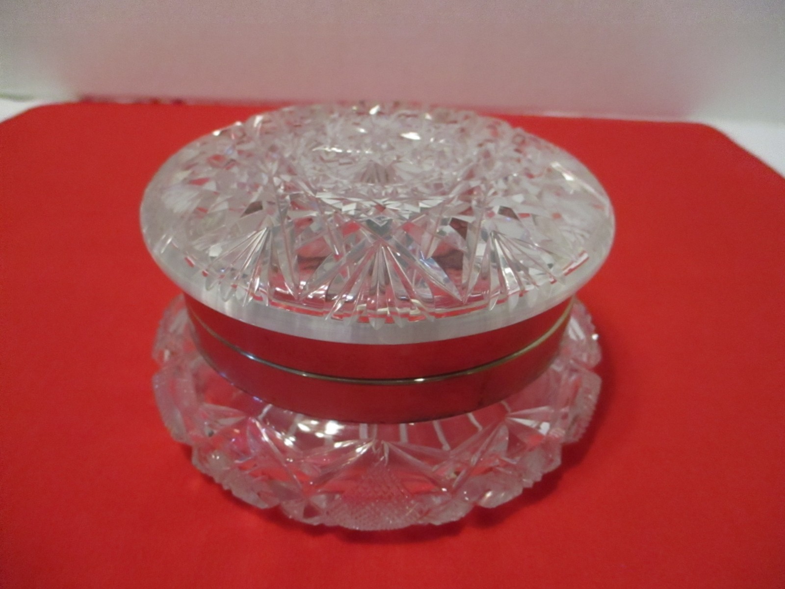 BRILLIANT CUT GLASS POWDER JAR – SIGNED J. HOARE & COMPANY – CORNING – 5″