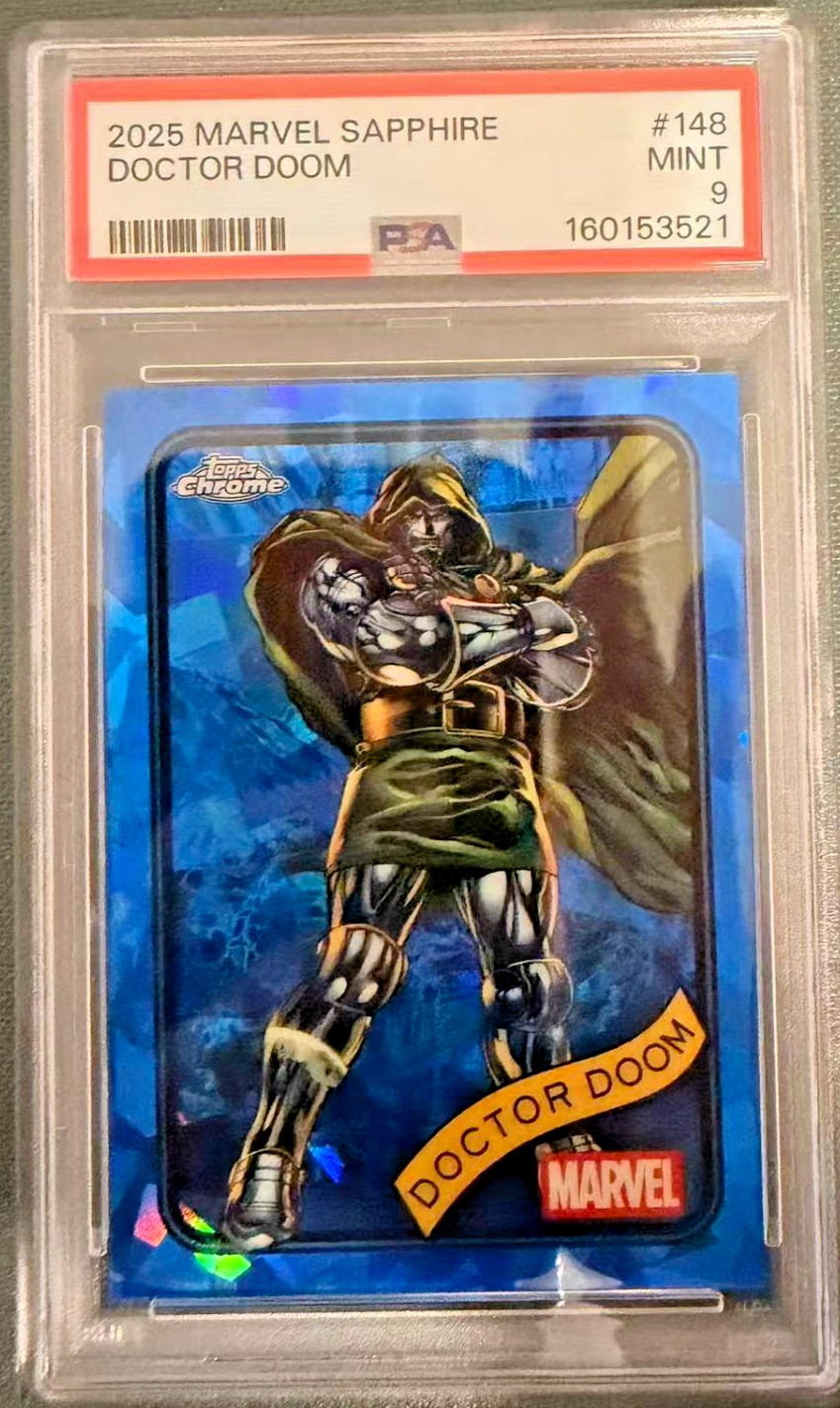 2025 Topps Marvel Sapphire Doctor Doom Blue PSA 9