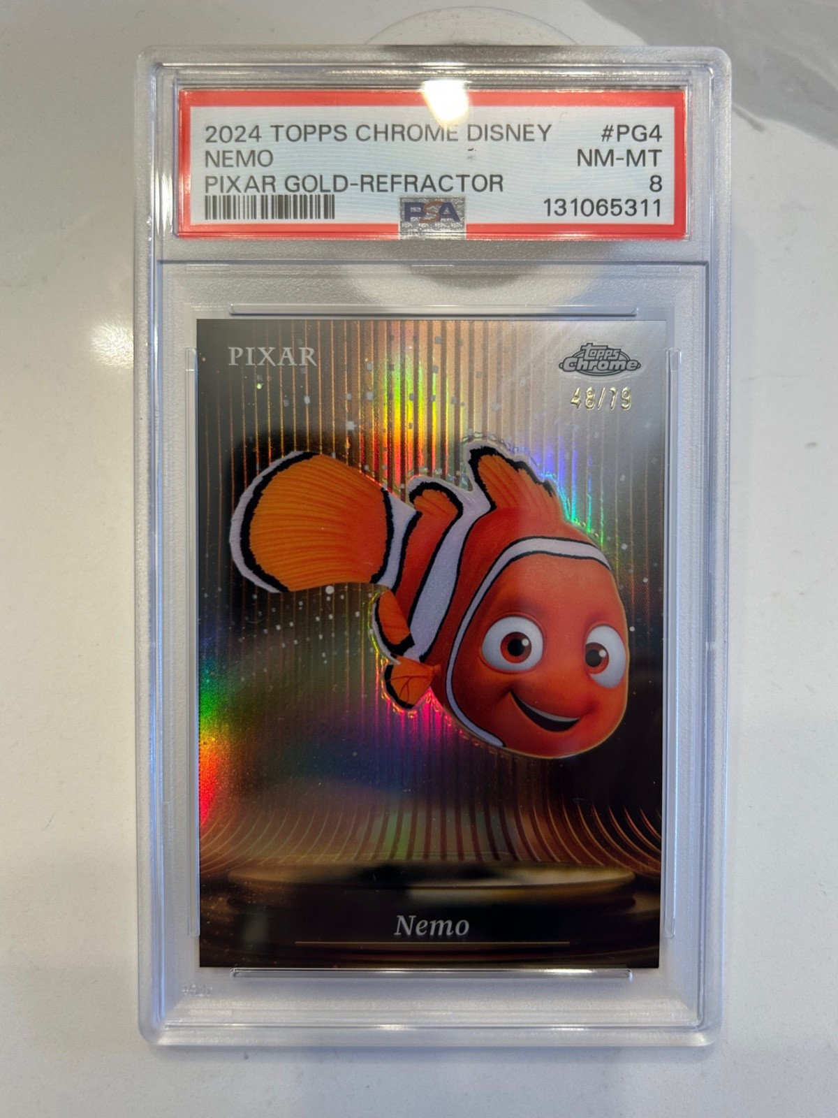 2024 Topps Chrome Disney Pixar Gold Nemo Refractor PSA 8 /79