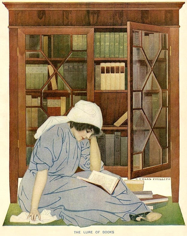 The Lure of Books – Coles Phillips Illustration Image – 5 x 7 in Print
