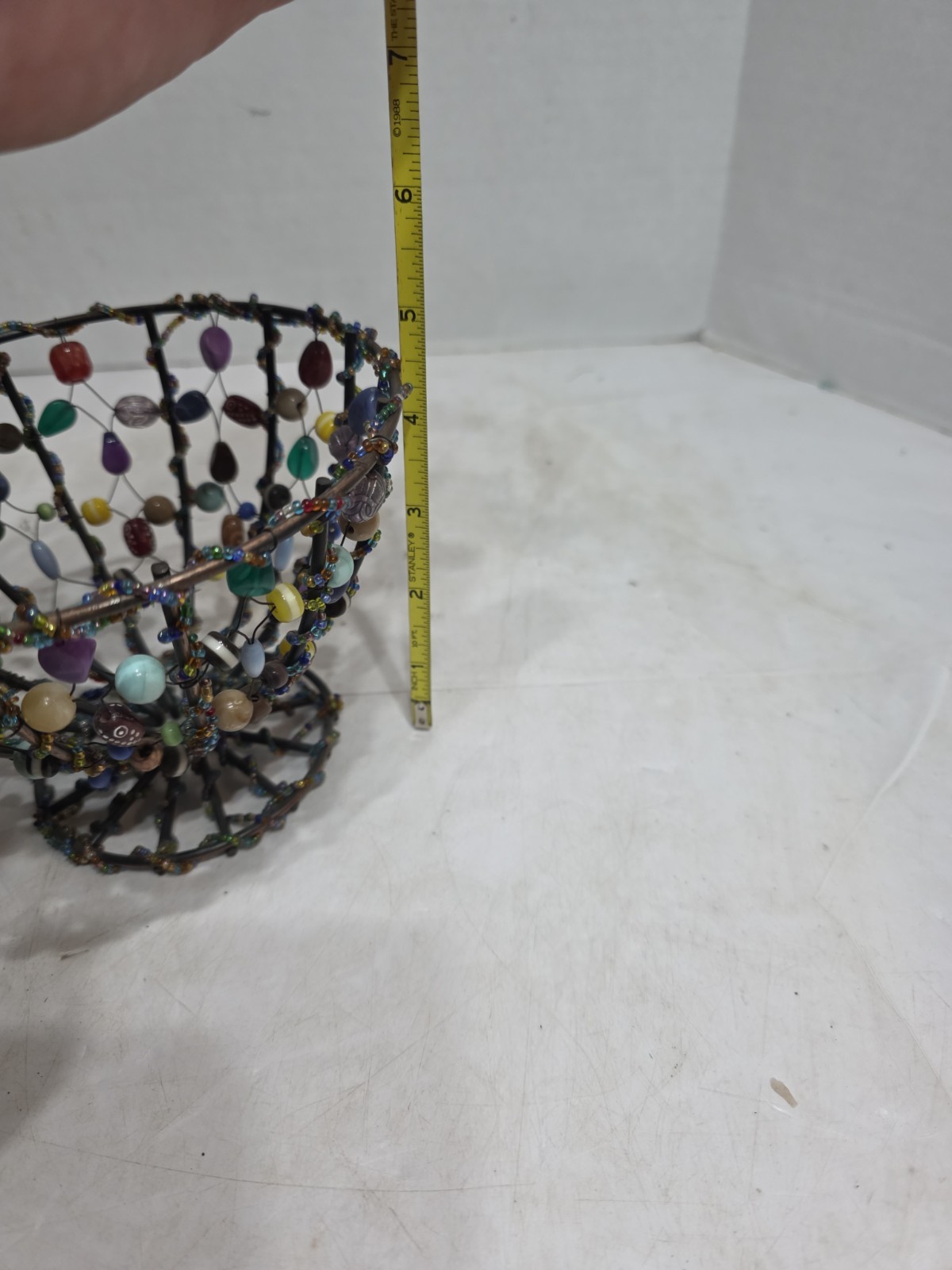 2 Colorful Beaded Decorative Baskets