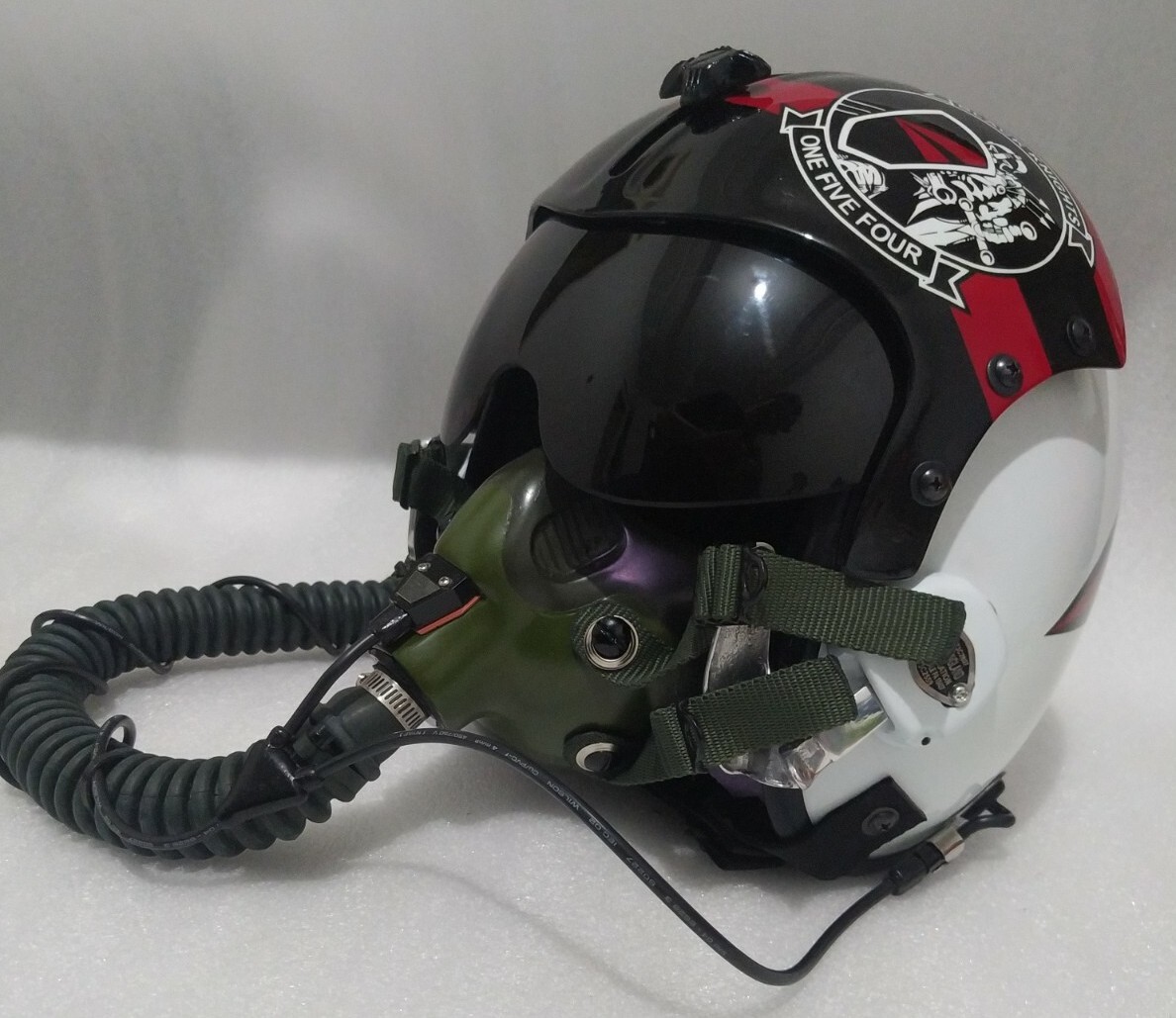 HGU-33 BLACK NIGHT FIGHTER PILOT HELMET W/OXYGEN MBU-14 (REPLICA)+BAG