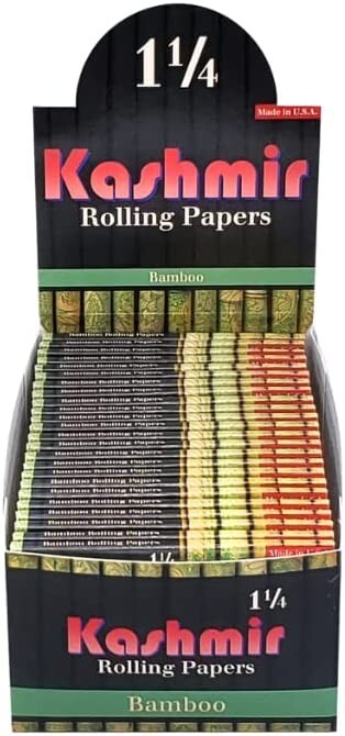 Kashmir Bamboo Rolling Papers 1-1/4 Size with 32 Leaves per Pack 50 Box Pack