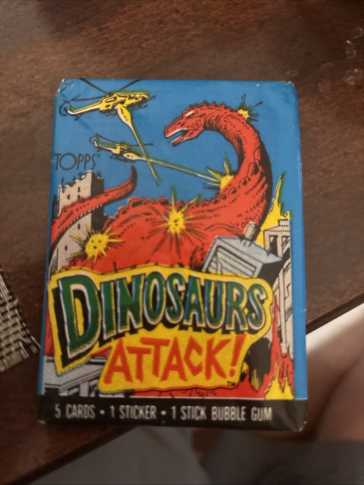 1988 Topps Dinosaurs Attack Cards, 1 Sealed Wax PACK From Box, 5 Cards 1 Sticker